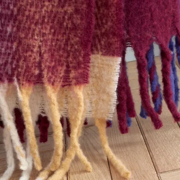 Check Throw Blanket with Tassels - Plum, Polyester