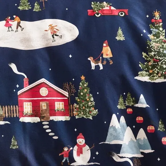 Christmas Duvet Cover Set - Blue, Polycotton