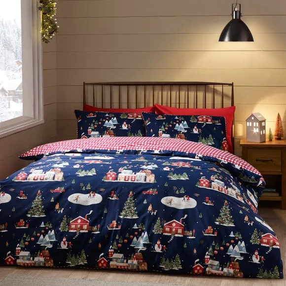 Christmas Duvet Cover Set - Blue, Polycotton image