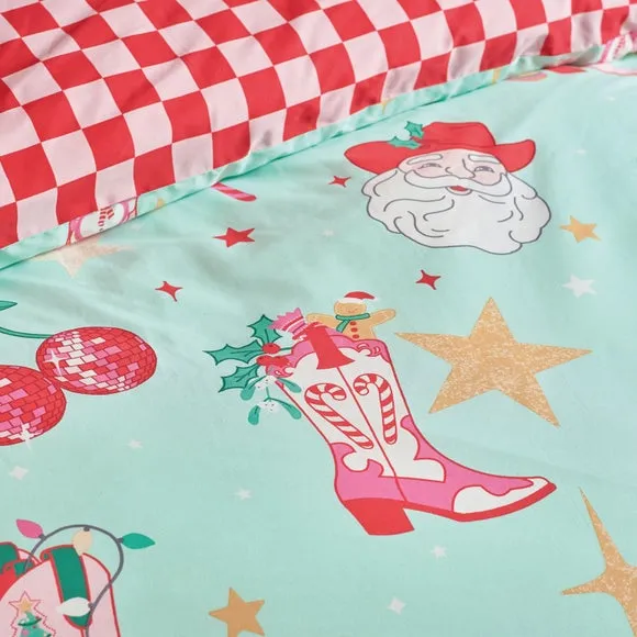 Christmas Duvet Cover Set - Green, Polycotton
