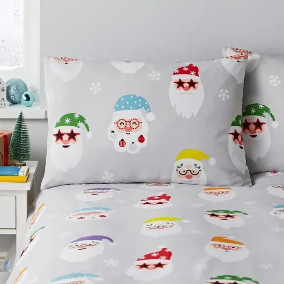 Christmas Duvet Cover Set - Grey, Polycotton
