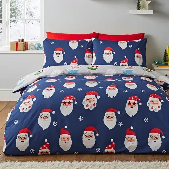 Christmas Duvet Cover Set - Grey, Polycotton