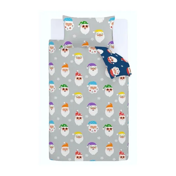 Christmas Duvet Cover Set - Grey, Polycotton