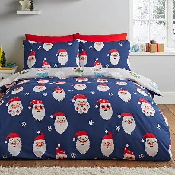 Christmas Duvet Cover Set - Grey, Polycotton