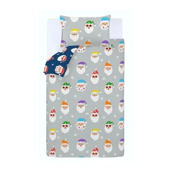 Christmas Duvet Cover Set - Grey, Polycotton