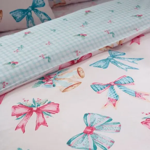 Christmas Duvet Cover Set - Pink, Polycotton