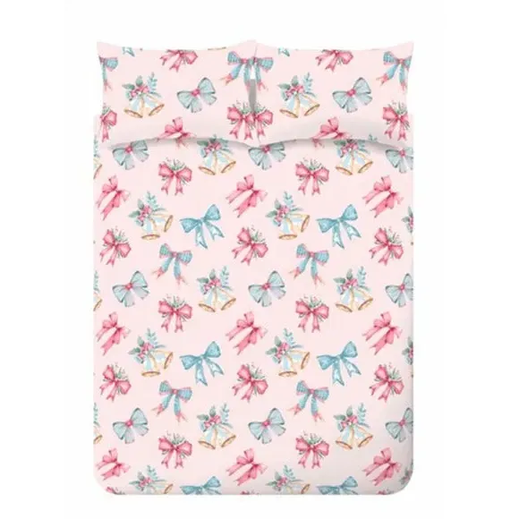 Christmas Duvet Cover Set - Pink, Polycotton