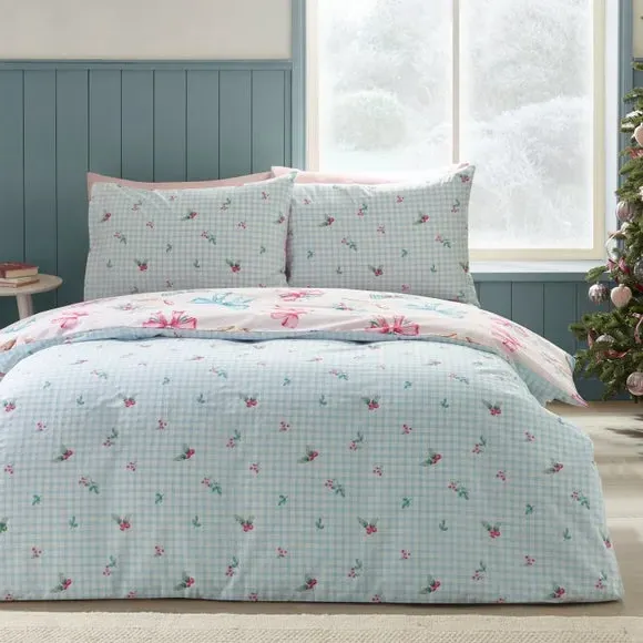 Christmas Duvet Cover Set - Pink, Polycotton