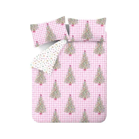 Christmas Duvet Cover Set - Pink, Polycotton