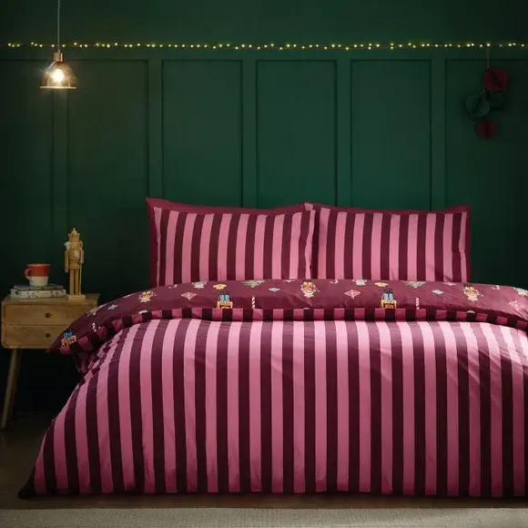 Christmas Duvet Cover Set - Purple, Polycotton