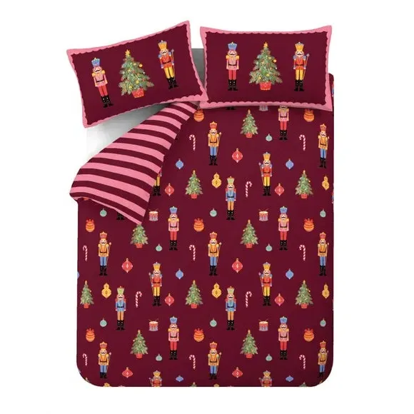 Christmas Duvet Cover Set - Purple, Polycotton