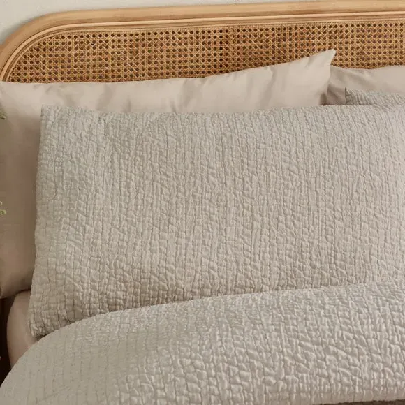 Crinkle Seersucker Duvet Set - Natural, Polyester