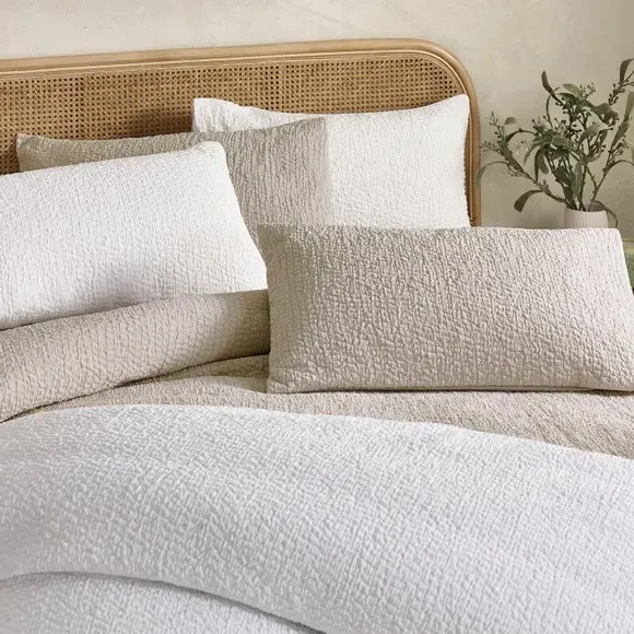 Crinkle Seersucker Duvet Set - Natural, Polyester