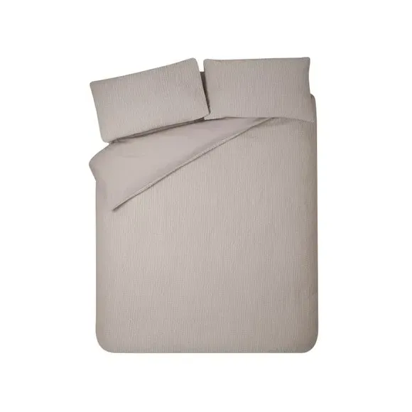 Crinkle Seersucker Duvet Set - Natural, Polyester