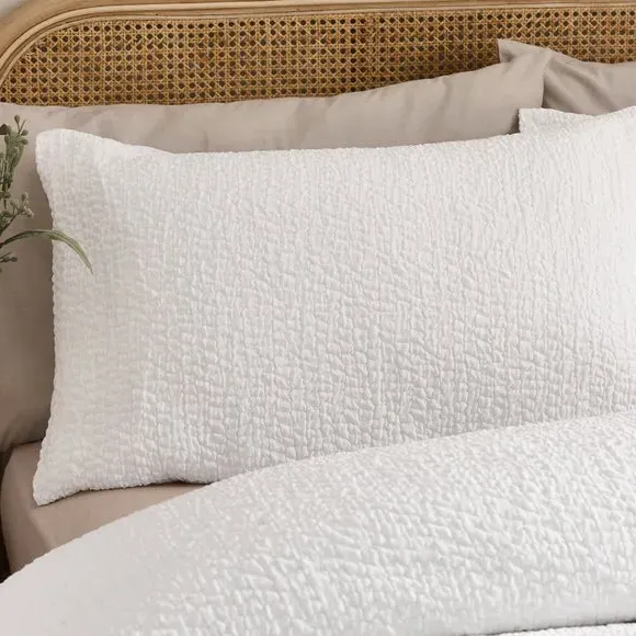 Crinkle Seersucker Duvet Set - White, Polyester