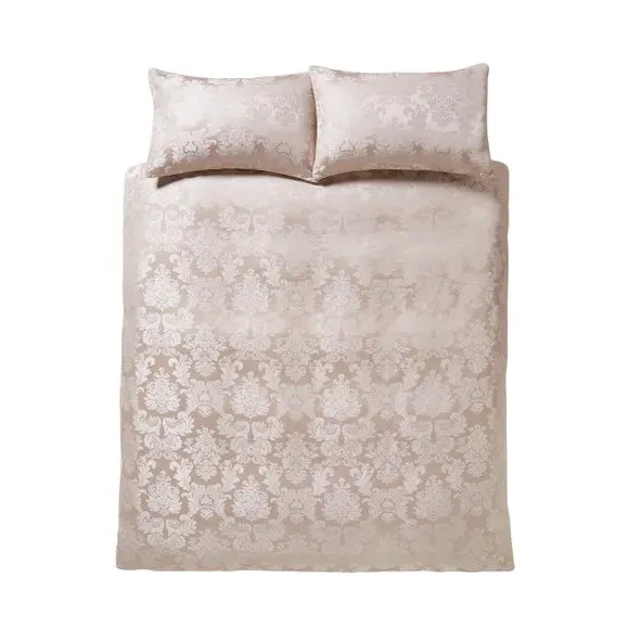 Damask Jacquard Duvet Cover Set - Champagne, Polyester