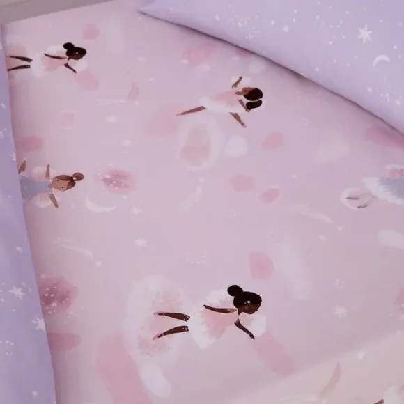 Dancing Fairies Fitted Sheet - Pink, Polycotton