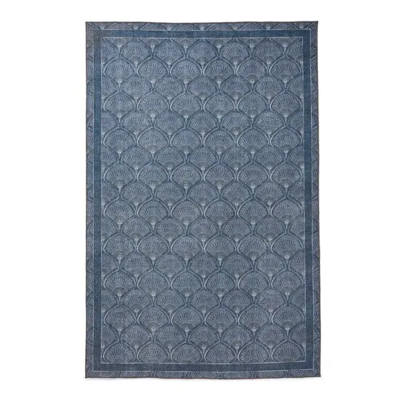 Deco Peacock Rug with Art Deco Design - Blue