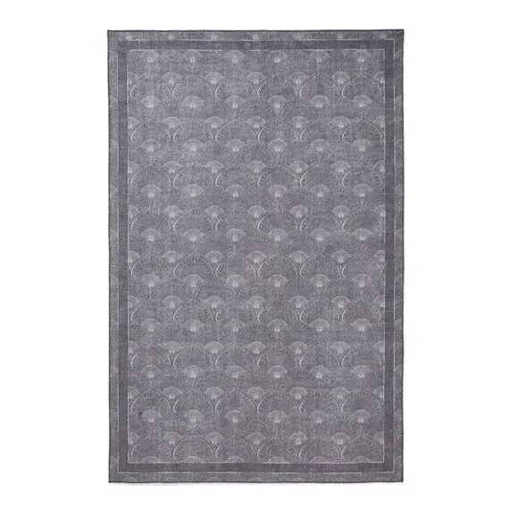 Deco Peacock Rug with Art Deco Design - Grey