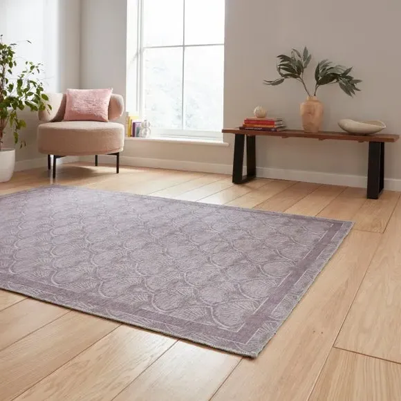Deco Peacock Rug with Art Deco Design - Lilac