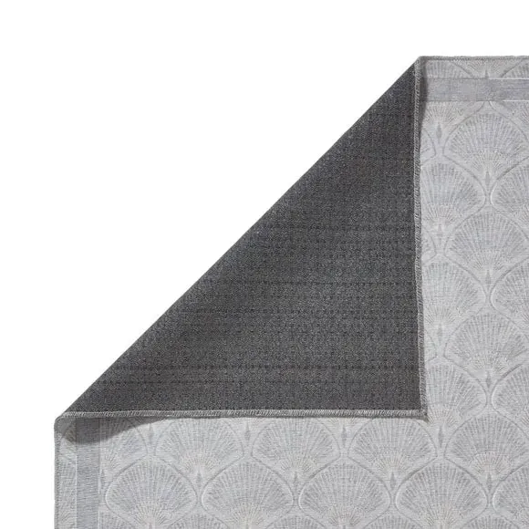 Deco Peacock Rug with Art Deco Design - Silver