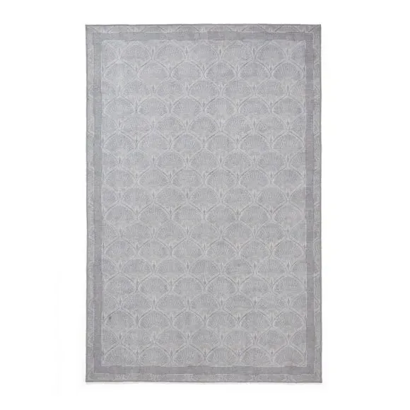 Deco Peacock Rug with Art Deco Design - Silver