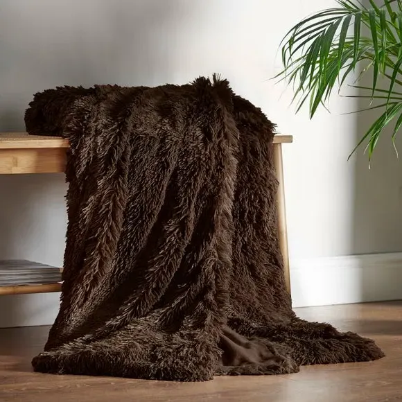 Deep Pile Throw Blanket - Chocolate