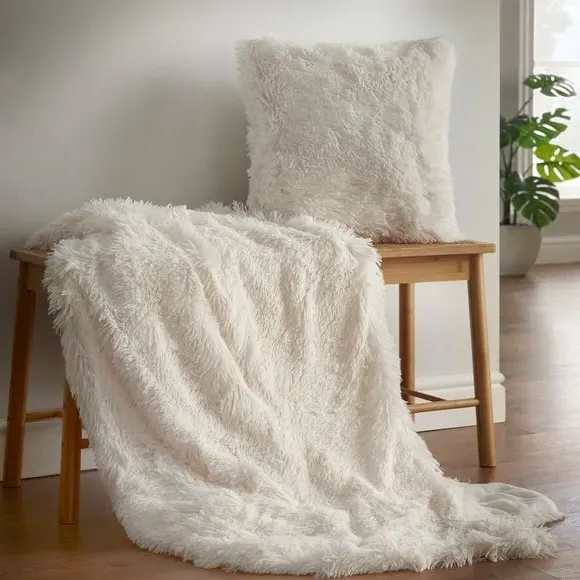 Deep Pile Throw Blanket - Cream