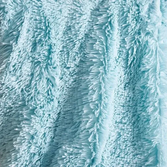 Deep Pile Throw Blanket - Duck Egg