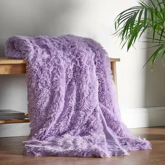 Deep Pile Throw Blanket - Heather