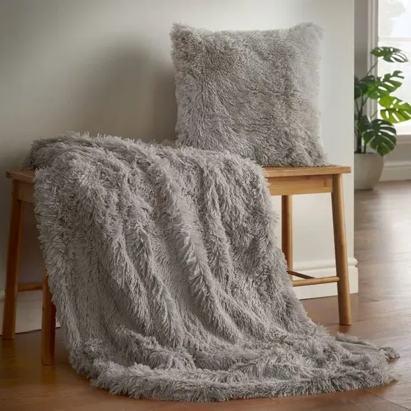 Deep Pile Throw Blanket - Silver