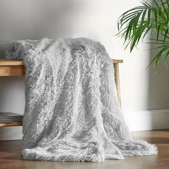 Deep Pile Throw Blanket - Silver