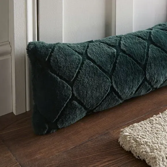 Diamond Draught Excluder - Bottle Green, Plush