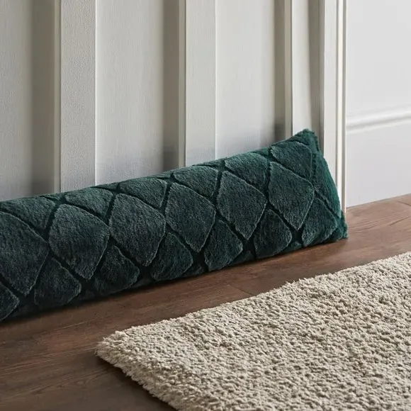 Diamond Draught Excluder - Bottle Green, Plush