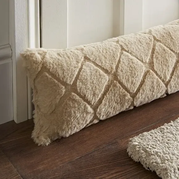Diamond Draught Excluder - Natural, Plush