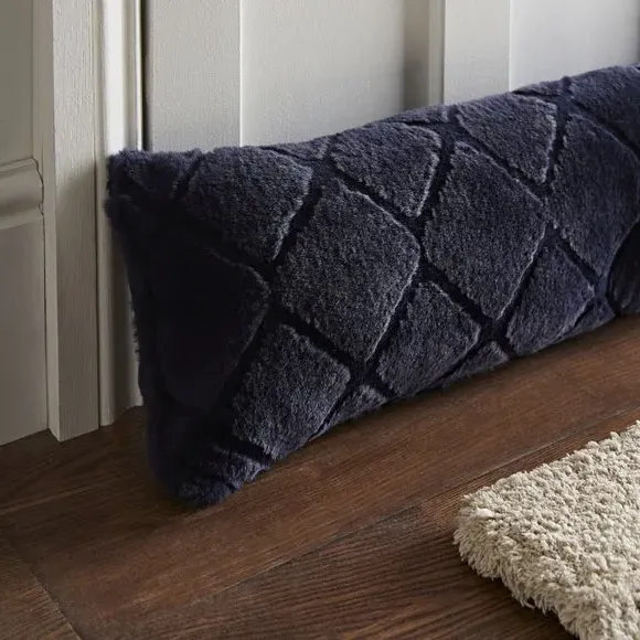 Diamond Draught Excluder - Navy, Plush