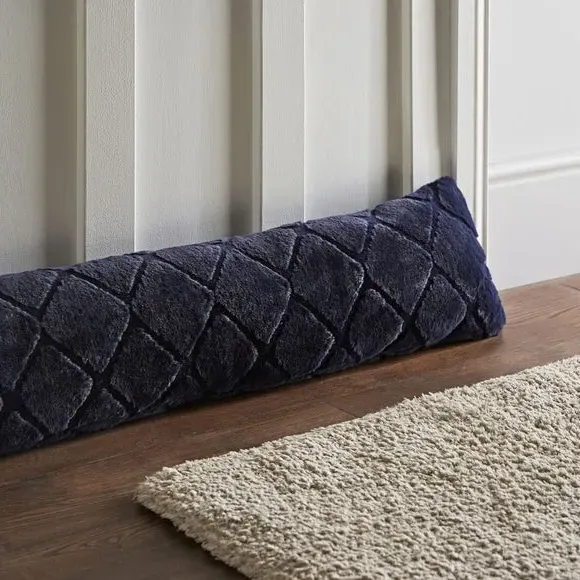 Diamond Draught Excluder - Navy, Plush