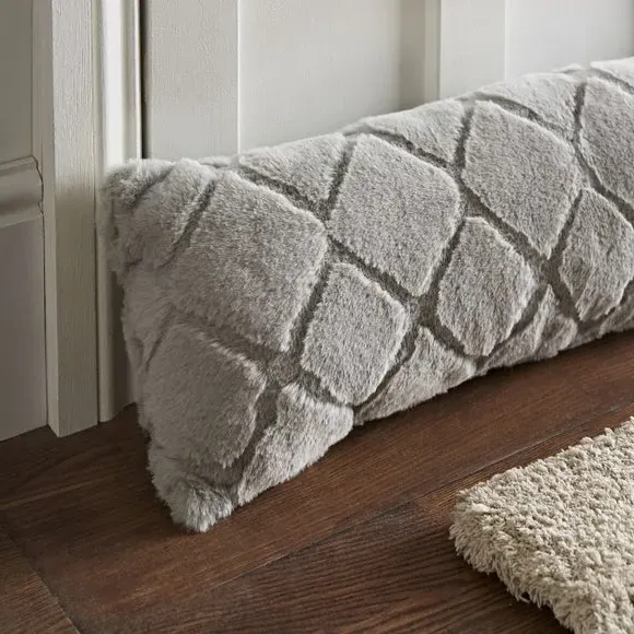 Diamond Draught Excluder - Silver, Plush