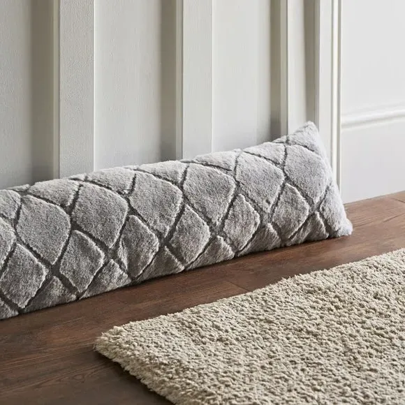 Diamond Draught Excluder - Silver, Plush