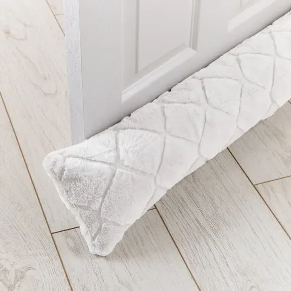 Diamond Draught Excluder - White, Plush