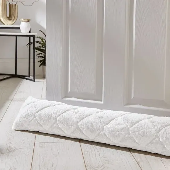 Diamond Draught Excluder - White, Plush