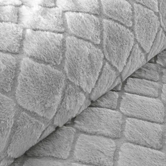 Diamond Duvet Cover Set - Grey, Faux Fur