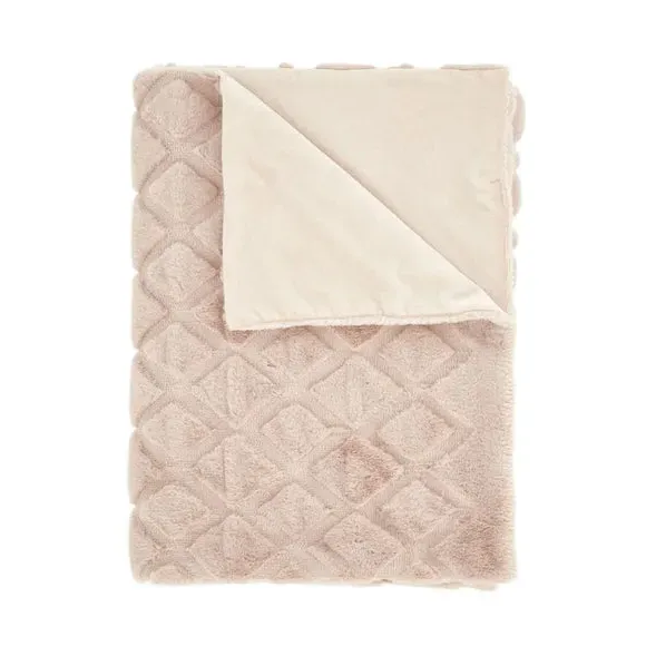 Diamond Throw Blanket - Blush, Polyester