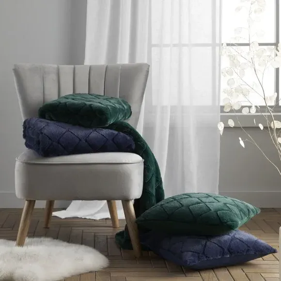 Diamond Throw Blanket - Bottle Green, Polyester