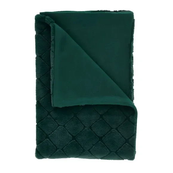 Diamond Throw Blanket - Bottle Green, Polyester