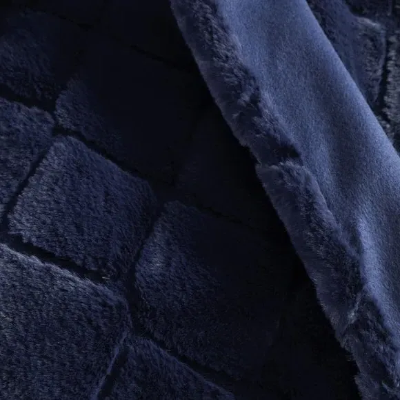 Diamond Throw Blanket - Navy, Polyester