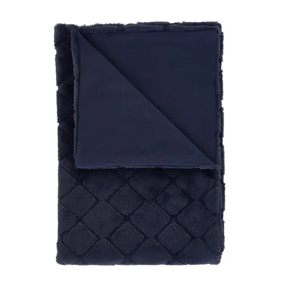 Diamond Throw Blanket - Navy, Polyester