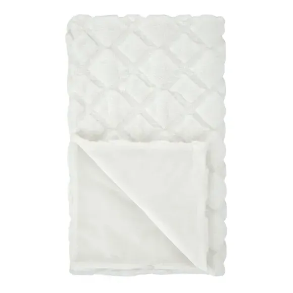 Diamond Throw Blanket - White, Polyester