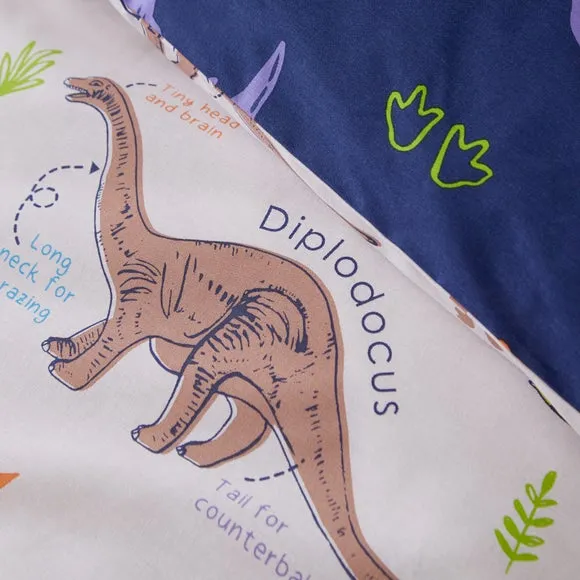 Dinosaur Duvet Cover Set - Natural, Polycotton