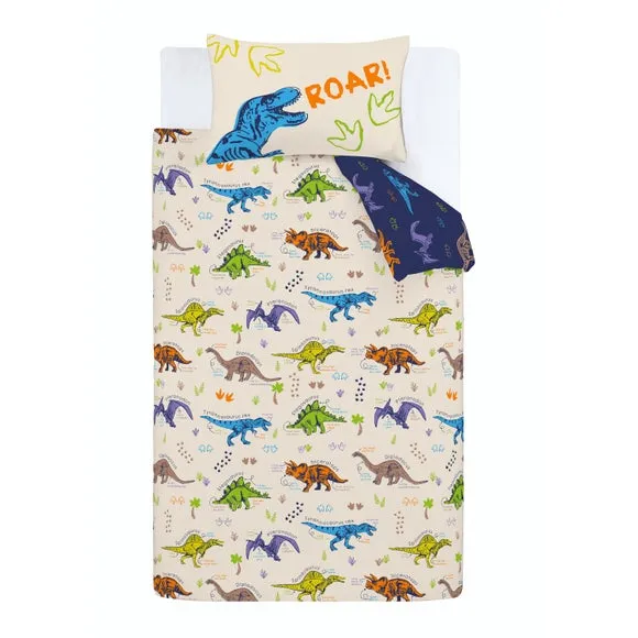 Dinosaur Duvet Cover Set - Natural, Polycotton